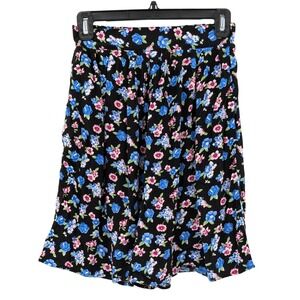 Vintage California Krush Black Floral Rayon High Waist Shorts M